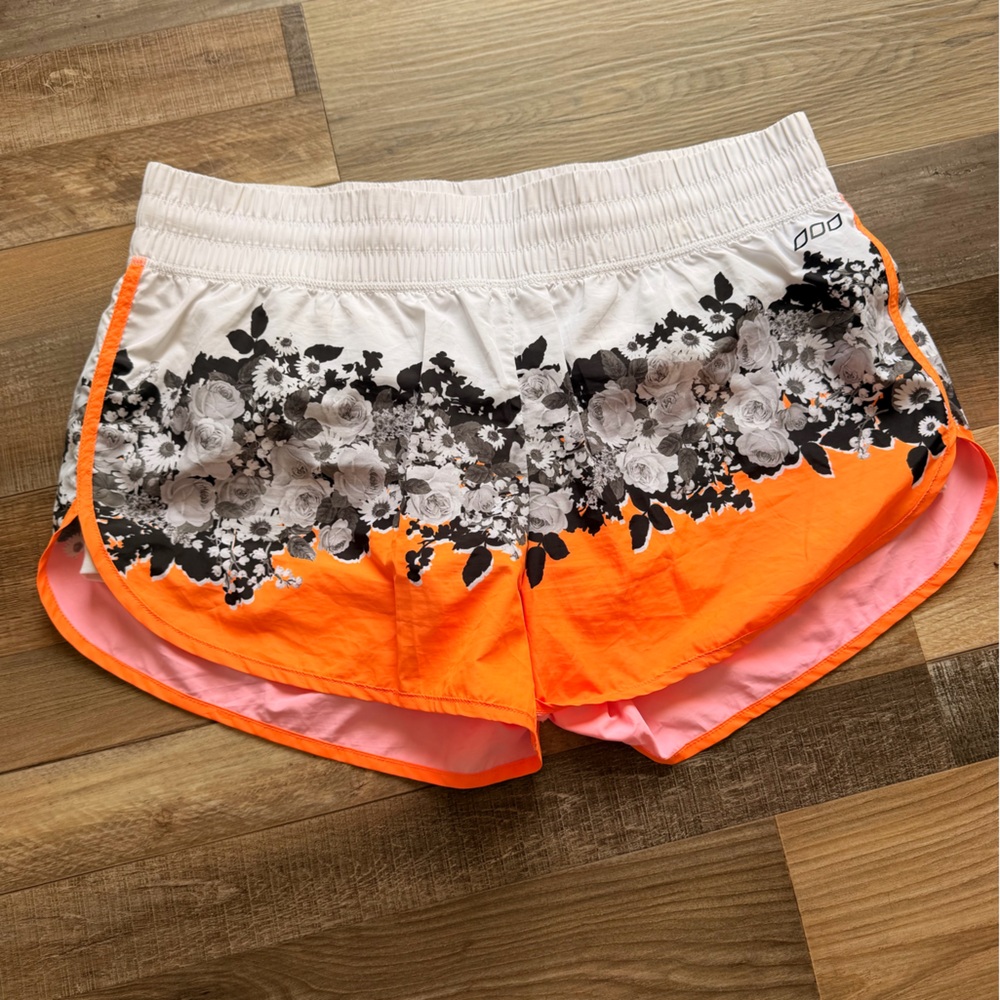 Floral Orange and White Athletic Shorts